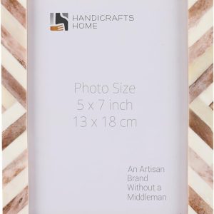 Handicrafts Home 5x7 Chevron Pattern Inspired Picture Frame - 5x7 Frames for Wall Hanging & Desk Decor, Vintage Decor, Living Room & Office Decor - Picture Frame for Photos, Nursery Decor Gifts, Brown